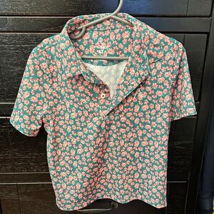 Rhoback green and azalea print 4T golf polo